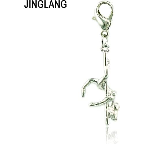 JINGLANG Fashion Lobster Clasp Charm Dangle Three-Dimensional Dancing Girls Pendants DIY Charms For Jewelry Making Accessories