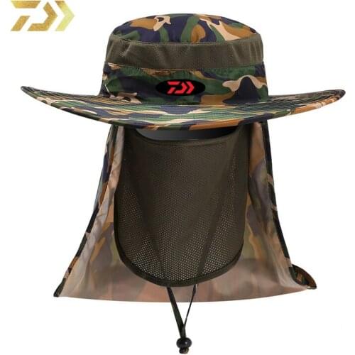 2020 Daiwa Fishing Big Eaves Camouflage Hat Mens Hats Outdoors Summer Sun Hat Fashion Mesh Gauze Fisherman Hat