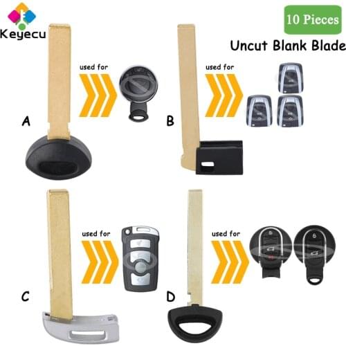 KEYECU Pair Replacement Uncut Blank Smart Prox Remote Key Insert Emergency Blade - FOB for BMW i3 / i8 2015 2016 2017