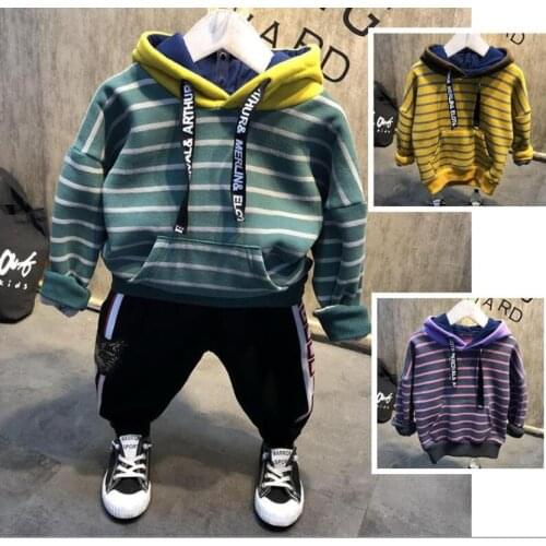 Winter Children Clothing set Kids Boys Clothes Suit Boys Clothes Thick plus velvet hoodie+ Plush pants Christmas Outfit 2-6years