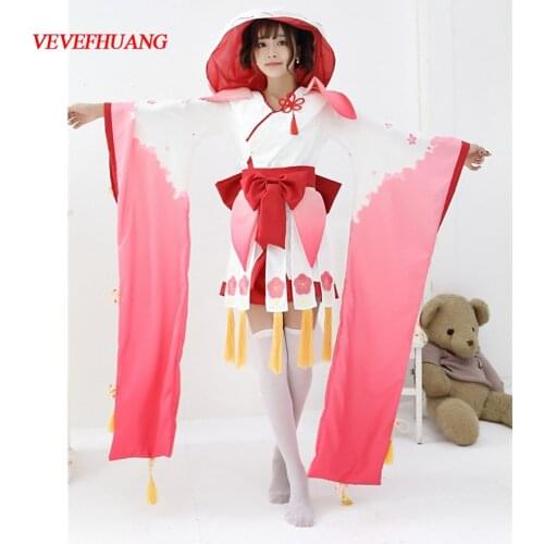 VEVEFHUANG Womens Japanese Cartoon Anime Onmyoji Cosplay Costume The Peach Blossom Banshee Vantage Kimono Fancy Dress Uniform