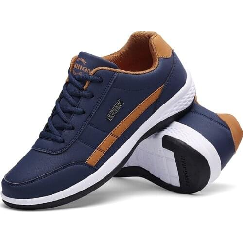 Leather Men Shoes Fashion Casual Shoes Spring And Autumn Mens Sneakers Breathable Lace-Up Male Outdoor Luxury Vulcanized Shoes