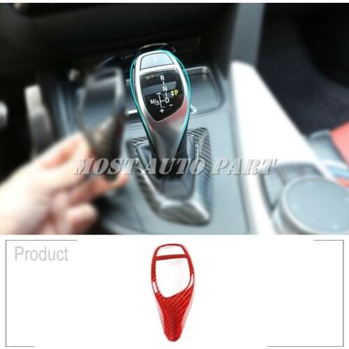 Red Carbon Fiber Interior Gear Shift Knob Head Cover For BMW 5 Series F10 2011-2017 1 Series F20 X4 F26 3 Series F30 F31 F34 LHD