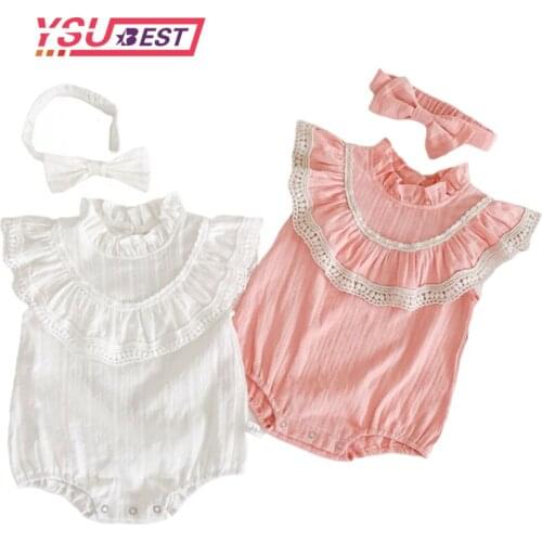 Korean Style Summer Newborn Baby Girls Lace Bodysuits Cute Toddlers Kids Sisters Clothes Princess Dress Infants Jumpsuits