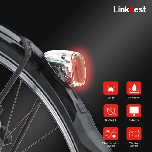 Linkbest Automatic ON/OFF Bike Light Natural daylight charging light/shock sensor build-in Sate-Lite Reflector