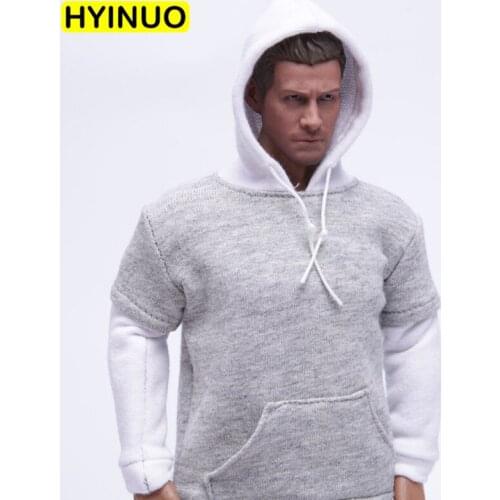 2 Colors 1/6 Scale Men Hooded Sweater Male Contrast Sweater Casual Top Clothes Clothing Set For 12" Action Figure Male Body