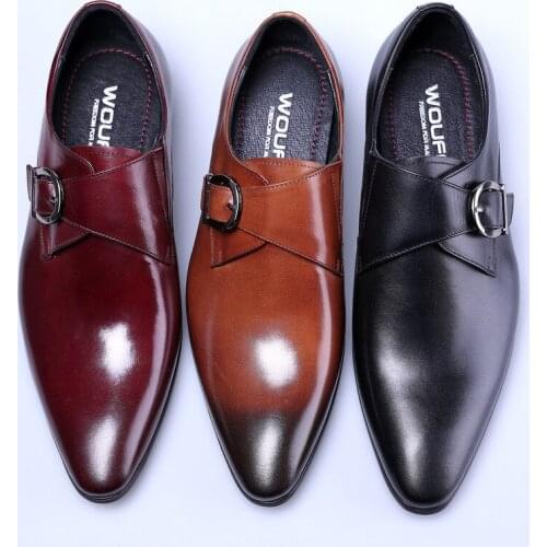 New style leather shoes buckle, European version business dress shoes, mens shoes