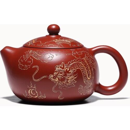 New Xianglong Play Beads Handmade Cinnabar Sand Purple Sand Teapot Set More Focused on Details