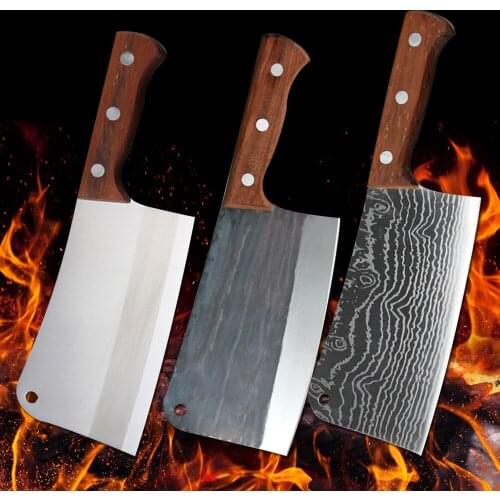 Chinese Butcher Chopping Kitchen Knife Big Bone Cutter High Hardeness Stainless Butcher Kitchen Knives Forged Cutlery Chef Knife