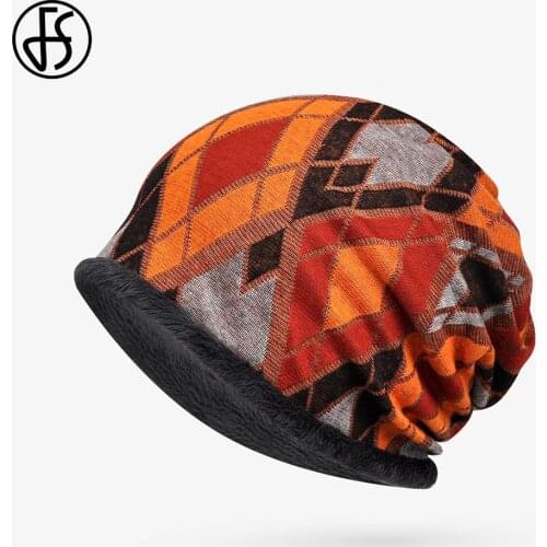 FS Autumn Winter Streetwear Hip Hop Beanie For Men Scarf Hat Skullies Beanies Women Warm Velvet Outdoor Ski Cap Gorros Mujer