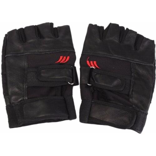 1Pair Black PU Leather Weight Lifting Gym Gloves Workout Wrist Wrap Sports Exercise Training Fitness