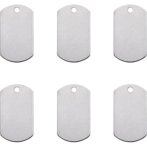 304 Stainless Steel Pendants Rectangle Blank Stamping Tags Charms Pendant Stainless Steel Color, 35x19.5x1mm, Hole: 3mm