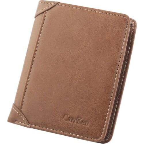 Tri-fold Mens Wallet Genuine Leather Cross Short Wallet Card Holder Coin Purses Small Male Wallets Retro Crazy Horse Leather