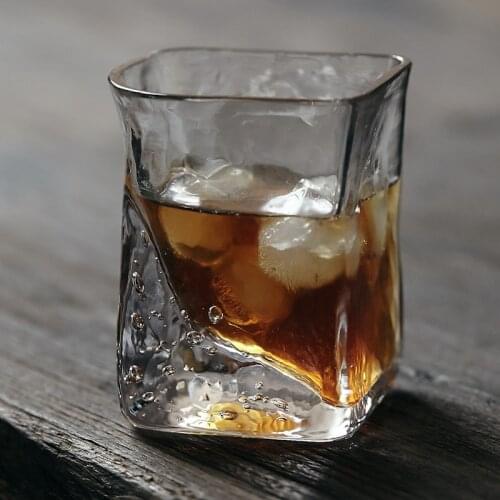 High Texture Crystal Glass Cup Square Whisky Wine Glass Cup Coffee Mug Cute Nordic Kitchen Copas De Vino Drinking Glasses EB5GC