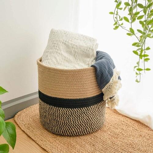 Hand Woven Straw Planter Basket Indoor Outdoor Storage Flower Pot Plant Container Home Living Room Decoration Clothes Hamper