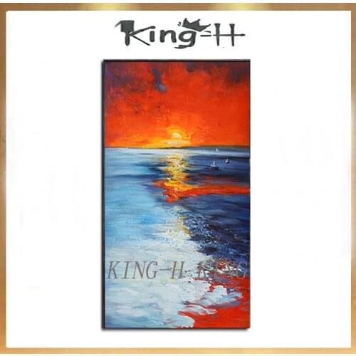 Hand-painted murals scenery wall poster art canvas painting with sunrise photo sitting room home decoration no framework