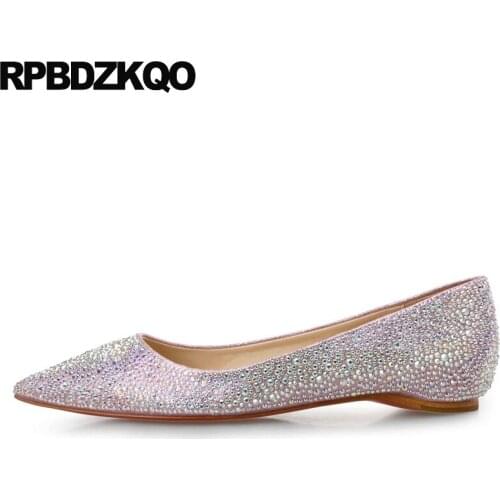 Silver Ladies Crystal Designer Shoes China Wedding Flats Chinese 2021 Diamond Shallow Red Women Pointed Toe Rhinestone Slip On