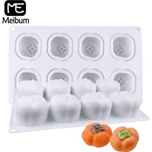 Meibum 8 Cavity Persimmon-Shaped Silicone Mold Mousse Cake Molds Pastry Baking Tools French Dessert Decorating Bakeware