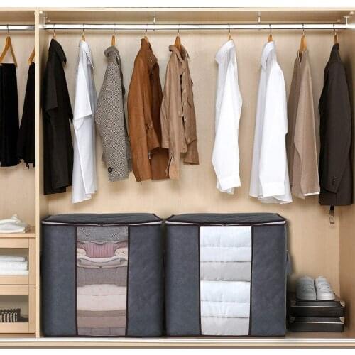 1PC Foldable Storage Bag Clothes Organizer Waterproof Oxford Clear Storage Bag Two-way Stainless Steel Zipper