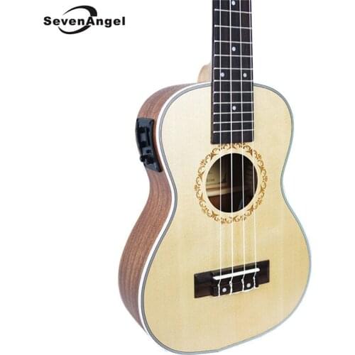 SevenAngel 23 inch Concert Acoustic Electric Ukulele Mini Hawaiian 4 Strings guitar Ingman spruce panel Ukelele With pickup EQ