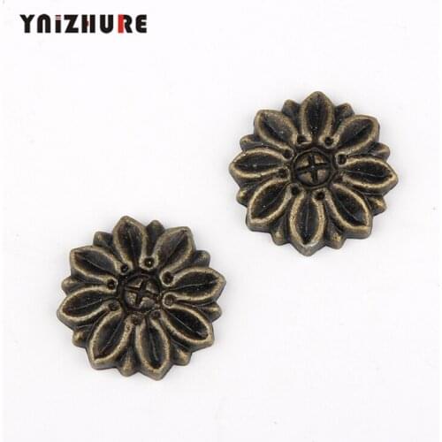 Vintage Alloy Coner Cabochon,Ancient Flower Corner,Flatback Metal Embellishments Scrapbooking,Decor Wooden Box Bronze,22mm,20Pcs