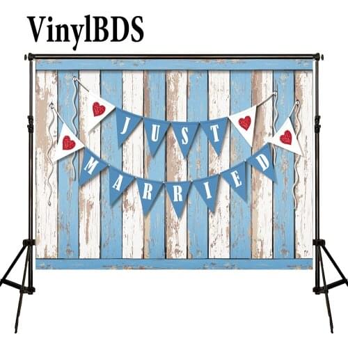 VinylBDS Newborn Baby Backdrop Flag Love Fond Photographine Blue White Wood Floor Digitally Printed Background