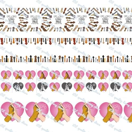 WL 5/8" 16mm- 3" 75mm Dog Paw Print Grosgrain Ribbon Party Decoration Hair Bow Headdress Diy Hair Accessory
