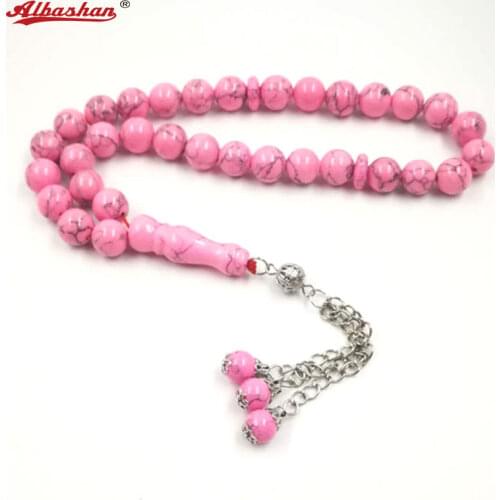 Lady Tasbih Joma Pink Turquois Madam sabh prayer beads 33 beads stone misbah