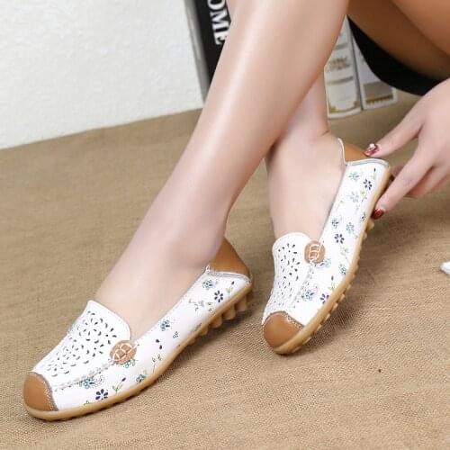 2019 Spring women flats genuine leather shoes slip on ballet flats ballerines flats woman shoes moccasins loafers shoes