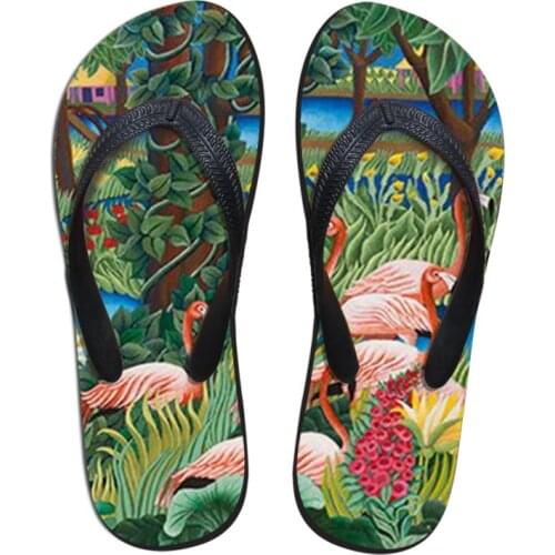 2021 Lady Summer Beach Flip Flops Women Slippers Sandals Fashion Painting Printing Female Flats Shoes Henri Rousseau Artist