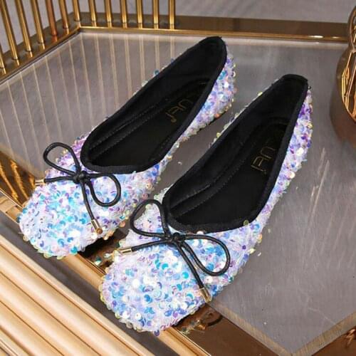 New Women Flats Autumn Woman Loafers Genuine Leather Female Shoes Slip On Ballet Bowtie Womens Shoe Size