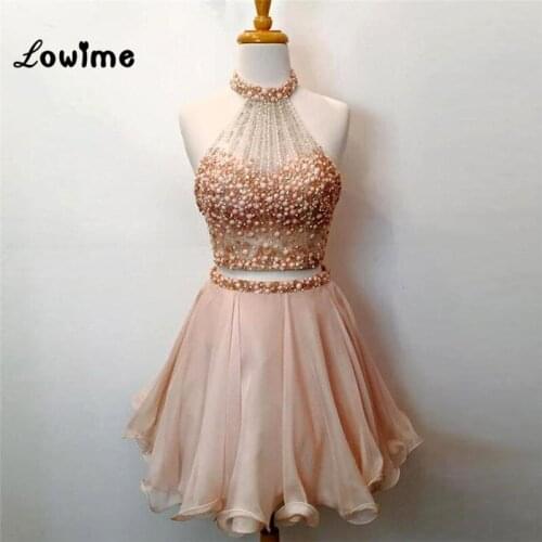 Two Pieces Cocktail Dresses Pink Robe Cocktail Vestidos De Coctel Homecoming Dress Graduation Dresses Vestido De Formatura 2018