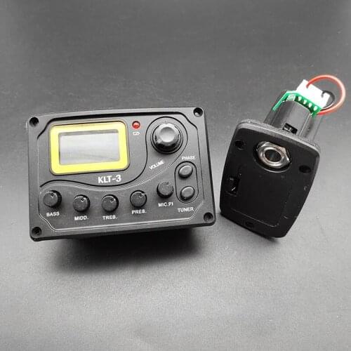 10Set 4-Band Acoustic Guitar Preamp Piezo Pickup EQ Equalizer with Microphone Tuner for Acoustic Guitar KLT-3/KLT-1
