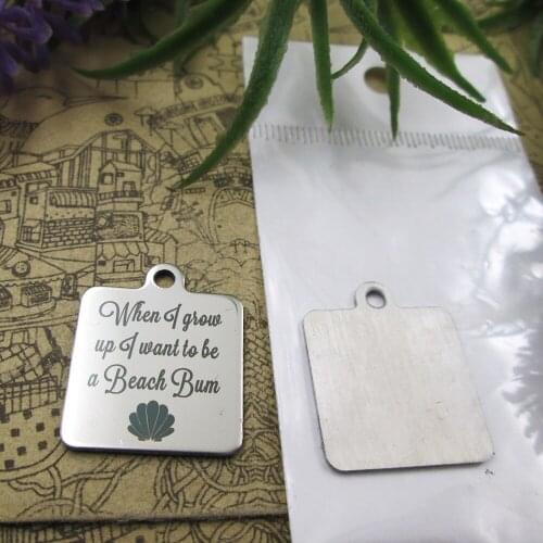 20pcs--"When I grow up I want to be a Beach Bum"stainless steel charms 5 styles for choosing DIY Charms for necklace bracelets