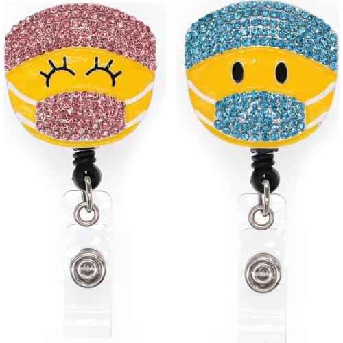 10 pcs/lot Free Shipping Cute Doctor/Nurse Rhinestone Retractable Id Badge Holder Reel