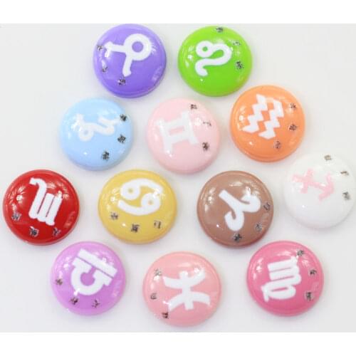 100/50pcs 14mm Resin Simulation Chocolate 12 Constellation Beans Flatback Cabochon DIY Accessories Phone Decoration