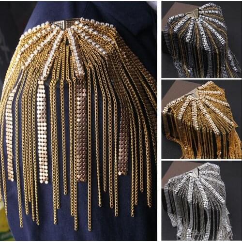 2pcs British brooch small suit epaulettes multi-tassel fashion rivet wind punk wind