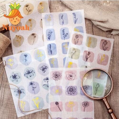 2 Pcs Plant Flowers Hot Stamping Sticker DIY Journal Scrapbooking Decoration Phone Stickers Kawaii Stationery Accessories