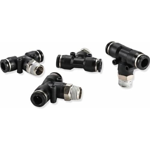 5Pcs Air Pneumatic Pipe Connector 10mm 8mm 6mm 12mm Hose Tube 1/8" 1/4" 3/8" 1/2" Male Thread T Shape Quick Joint Fitting
