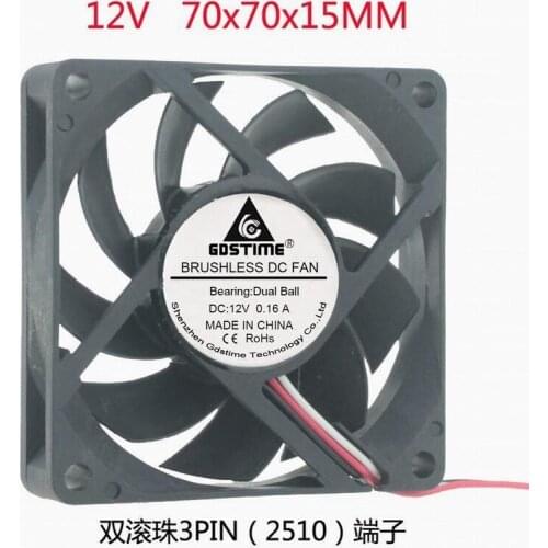 70*70*15mm DC12V 70MM 7CM cm Dual Ball Durable Brushless Cooling Fan Computer Case CPU Fan