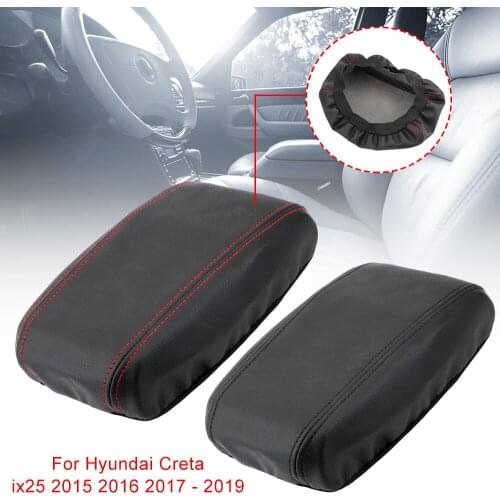 PU Leather Car Central Armrest Box Cover Microfiber Center Console Protection Case For Hyundai Creta ix25 2015 2016 2017 - 2019