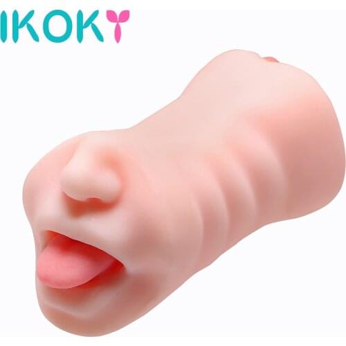 IKOKY Double Tunnels Silicone Artificial Vagina Mouth Sex Toys for Men Male Male Masturbation Vaginal Masturbation