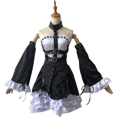 2020 Dead or Alive 6 Cosplay Marie Rose Costume Black Dress Uniform Girls Women Outfit Suit Halloween Carnival Costumes