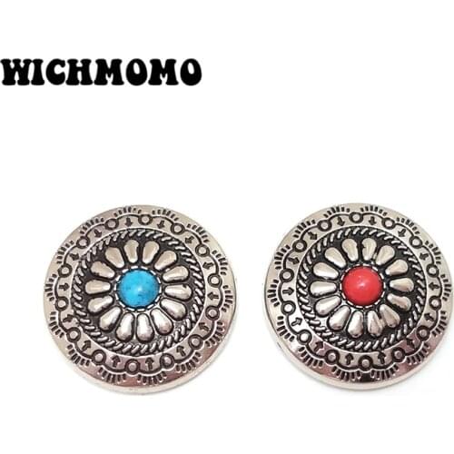 New Fashion 3pieces/Bag 30MM Screw Head Zinc Alloy Round Flowers Charms Buttons for Belt and Bag Jewelry Accessories