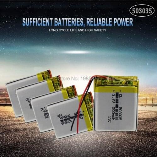 3.7V 500mAh 503035 lithium polymer lipo rechargeable battery for GPS MP4 DVD bluetooth headphone speaker Navigation phone