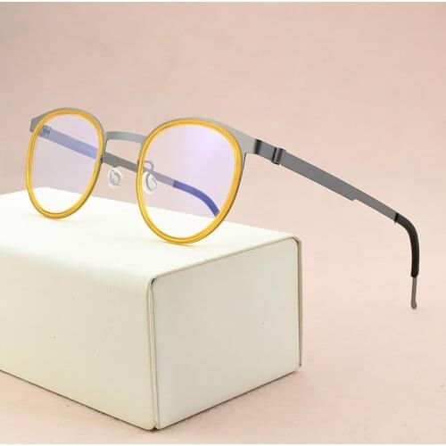 Brand titanium glasses frame men eyeglasses frame women optical glasses frame myopia computer round glasses men transparent 9704