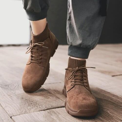2021 Winter New Men Military Boots Outdoor Fashion Canvas High Top Men Casual Shoes Ankle Boots Chelsea Boots Zapatos De Hombre