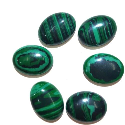 Natural Stone Malachite Cabochon Beads Flat Back Oval No Hole Loose Beads For jewelry making DIY Ring Necklace accessories