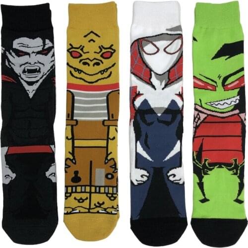 New 4 Pairs Of Cartoon Fashion Sports Comfortable Skateboard Socks Street Hip Hop Funny Happy New Casual Cotton Socks