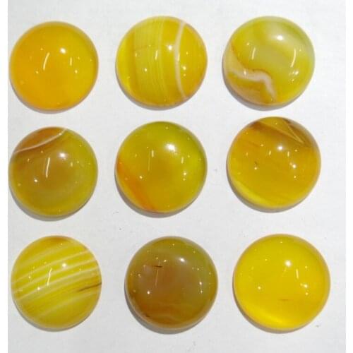 Wholesale 30pcs natural stone round 20mm cabochon No hole yellow agates beads For DIY Making Jewelry Ring clothes accessories